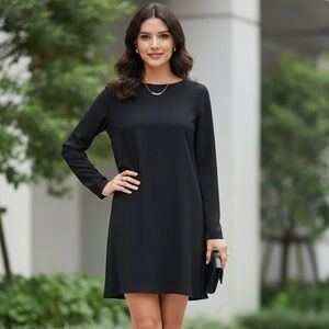 Bryn Walker Bamboo Organic Cotton Stretch Tunic Dress MED Black Lagenlook USA